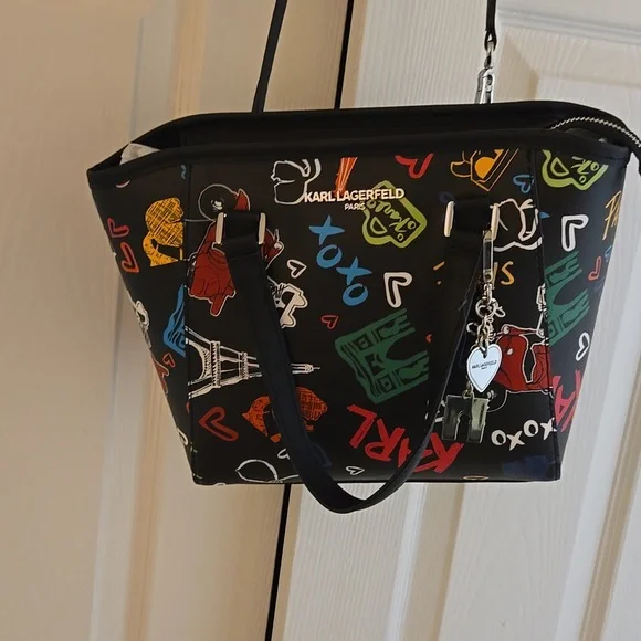 Karl Lagerfeld Black Multi Color Tote Brand New Approx size : 14 inch ( L) x 12i - Picture 1 of 4